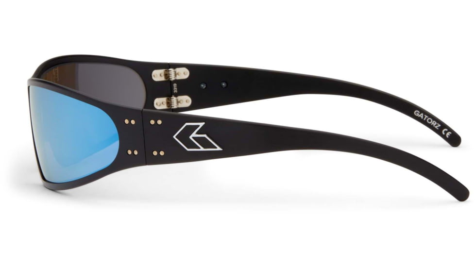 Gatorz Wraptor Sunglasses, Black Frame, Smoke Polarized w/Blue Mirror Lens, WRABLK01P-B