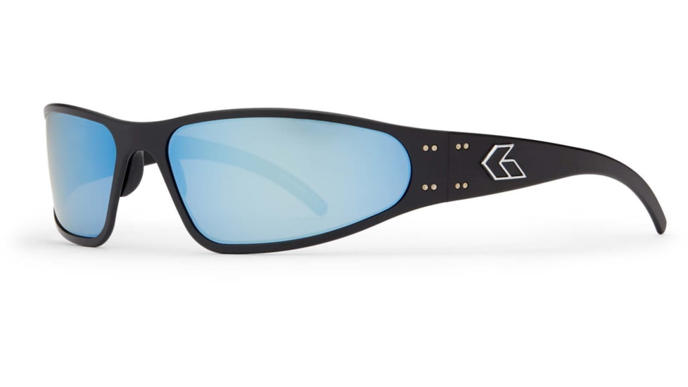 Gatorz Wraptor Sunglasses, Black Frame, Smoke Polarized w/Blue Mirror Lens, WRABLK01P-B