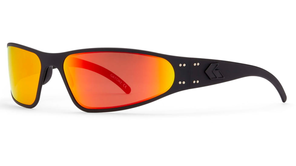 Gatorz Wraptor Sunglasses, Blackout Frame, Smoke Polarized w/Sunburst Mirror Lens, WRABLK13PMBP