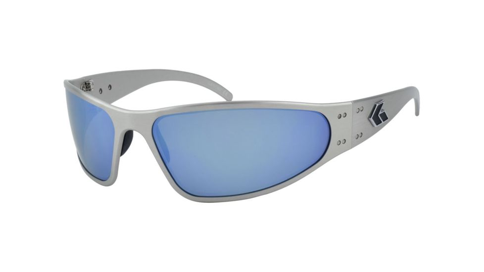 Gatorz Wraptor Sunglasses, Brushed Frame Smoked Polarized W/ Blue Mirror Lens, WRABRU01P-B
