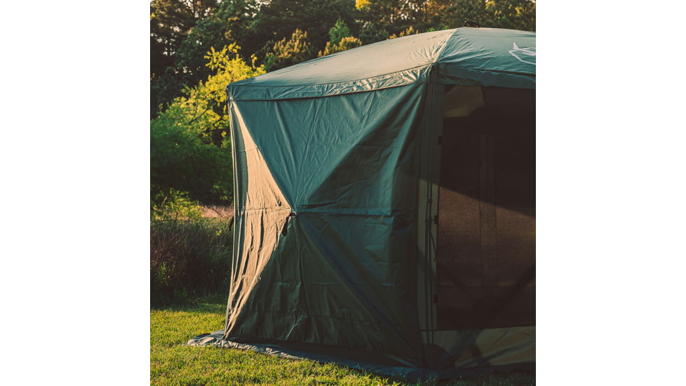 Gazelle G6 6-Sided Portable Gazebo Pop-Up Hub Screen Tent With 3 Pak of Wind Panels, Alpine Green, 8-Person, GK910
