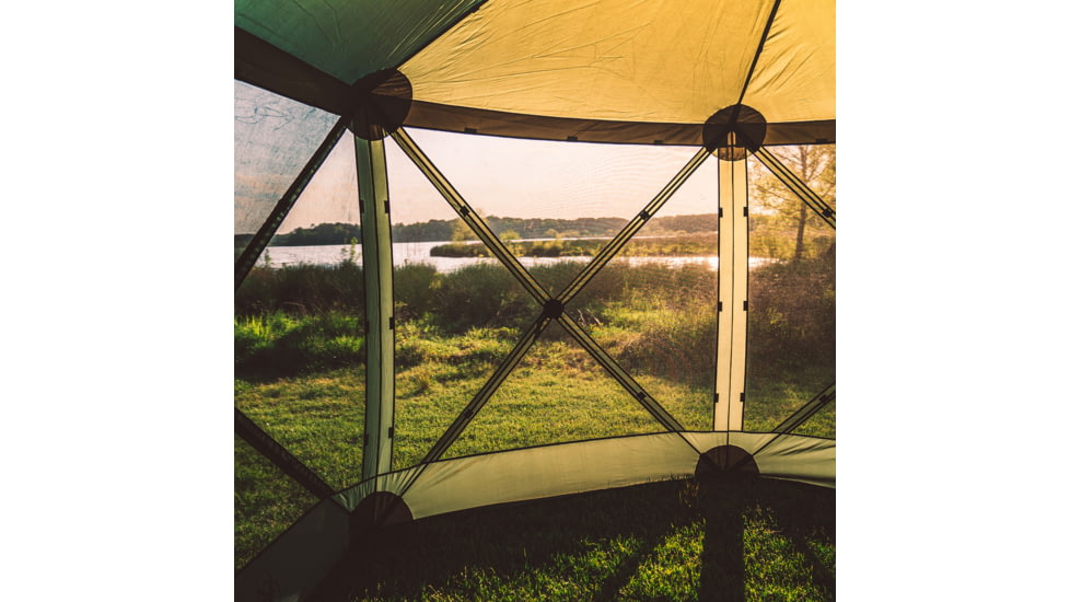 Gazelle G6 6-Sided Portable Gazebo Pop-Up Hub Screen Tent With 3 Pak of Wind Panels, Alpine Green, 8-Person, GK910
