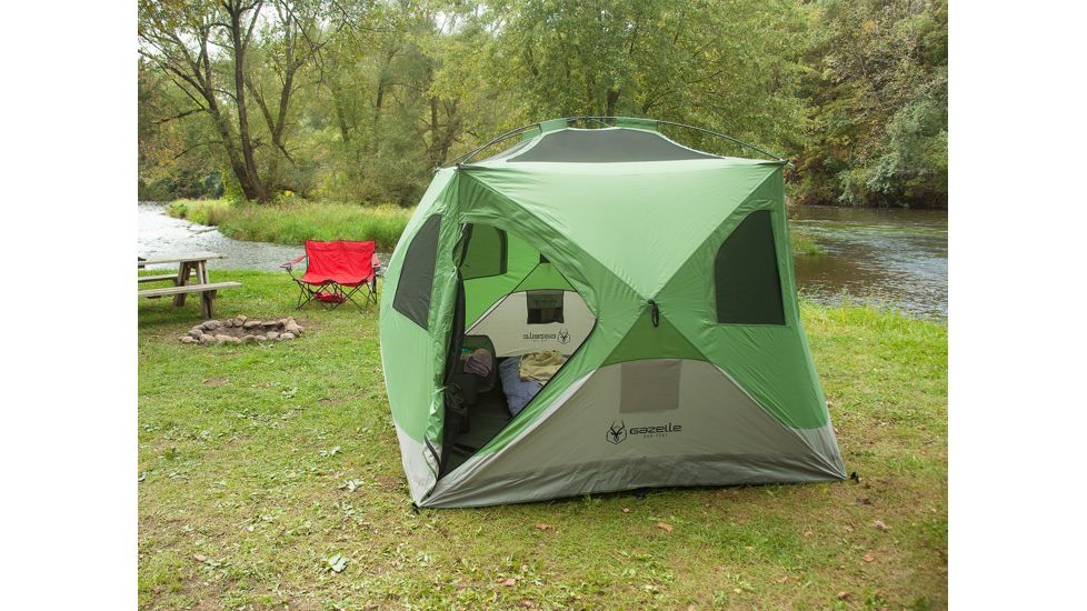 Gazelle Pop Up Portable Camping Hub Tent, 4 Person, Green, Large 30400
