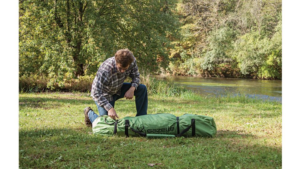 Gazelle Pop Up Portable Camping Hub Tent, 4 Person, Green, Large 30400