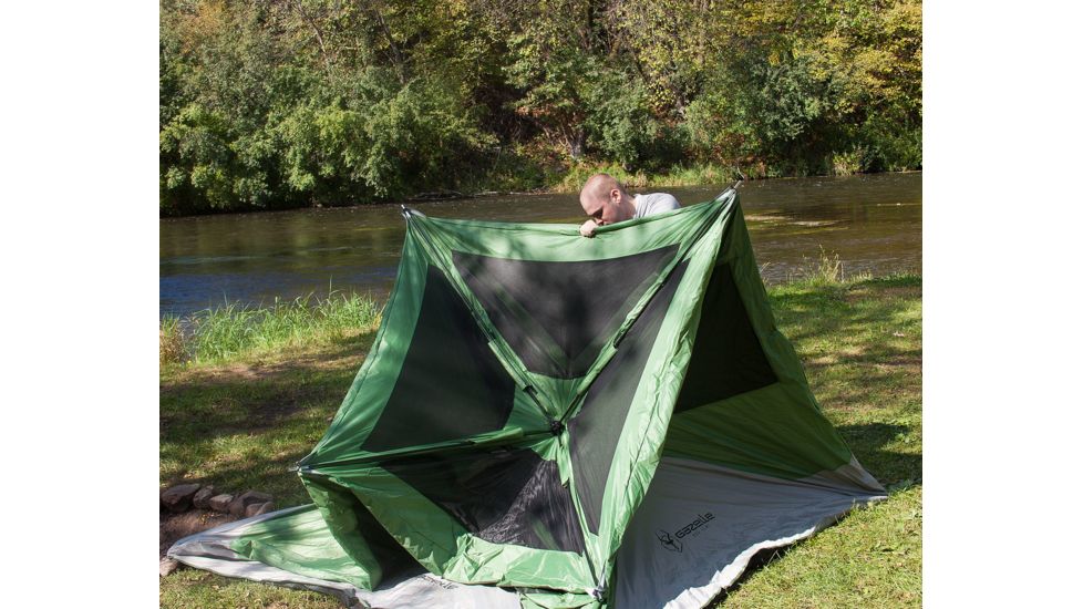 Gazelle Pop Up Portable Camping Hub Tent, 4 Person, Green, Large 30400