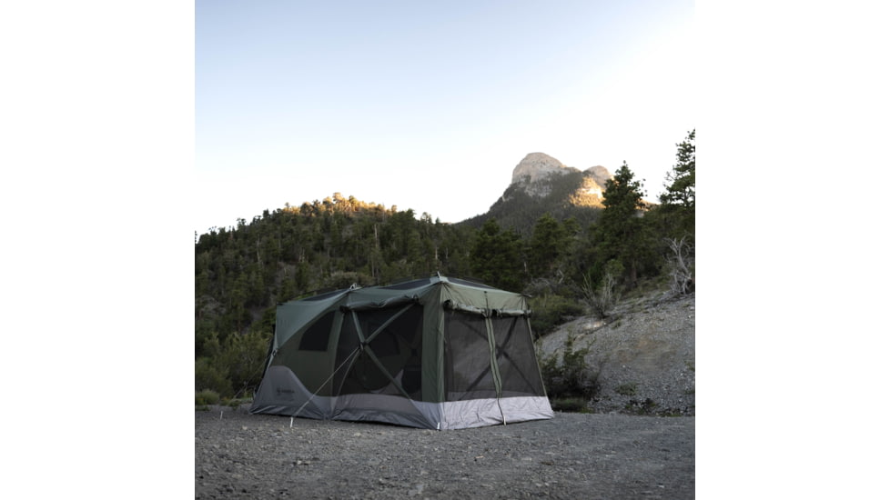 Gazelle T4 Tandem Hub Tent, Easy 90 Second Set-Up, Waterproof, UV Resistant, Convertible Screen Room, Removable Floor, Ample Storage Options, 4-8 Person, Alpine Green, 4-8 Person, GT450GR