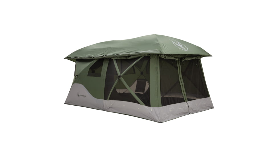 Gazelle T4 Tandem Hub Tent, Easy 90 Second Set-Up, Waterproof, UV Resistant, Convertible Screen Room, Removable Floor, Ample Storage Options, 4-8 Person, Alpine Green, 4-8 Person, GT450GR