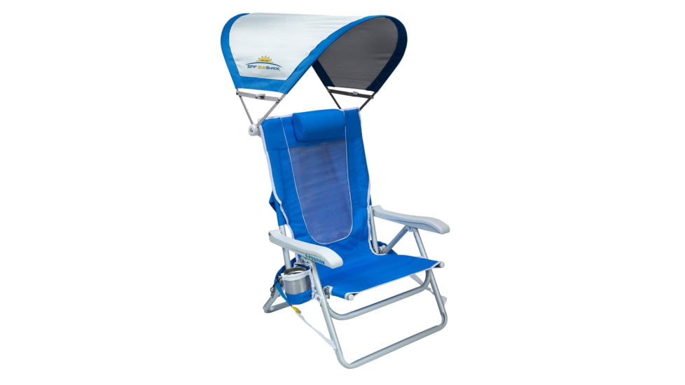 GCI Outdoor SunShade Backpack Beach Chair, Saybrook Blue, sunshadebackpackbeachchair