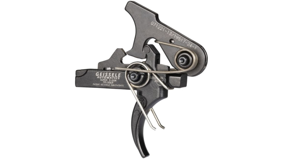 Geissele Super 3-Gun AR-10/AR-15 Trigger, Curved, 3.5 lb, Black, 05-152