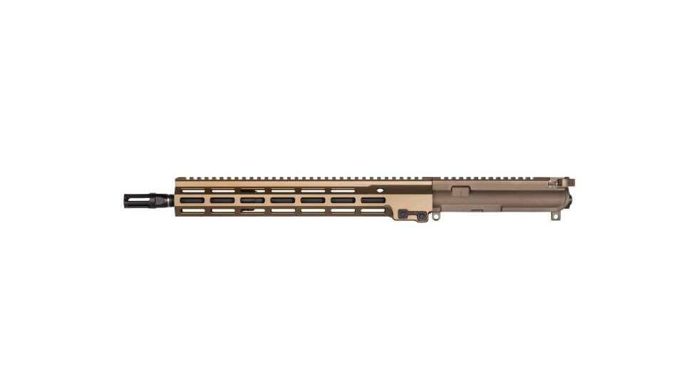 Geissele Super Duty Complete Upper Receiver, 5.56mm, 14.5in Barrel, Mid Length, 1-7 Twist, Geissele Sparkout Flash Hider, Sand, 14.5in, 08-219S