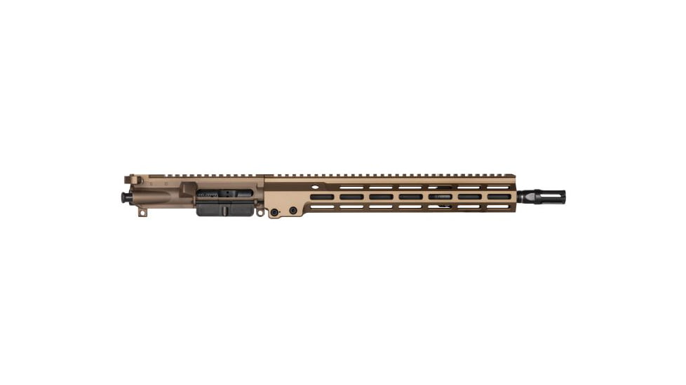 Geissele Super Duty Complete Upper Receiver, 5.56mm, 14.5in Barrel, Mid Length, 1-7 Twist, Geissele Sparkout Flash Hider, Sand, 14.5in, 08-219S