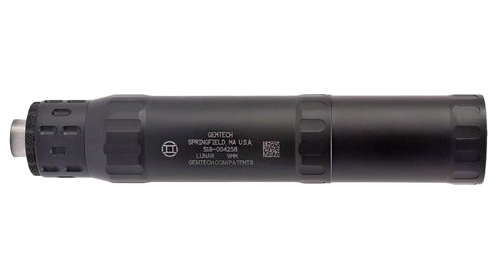 Gemtech Lunar 9 DT 9mm Luger Suppressor, 1.4x9 in, 1/2x28, Black, 100000230436