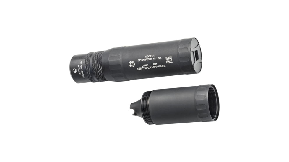 Gemtech Lunar 9QD 9mm Luger Suppressor, 1.4x7.65 in, Black, 100000231343