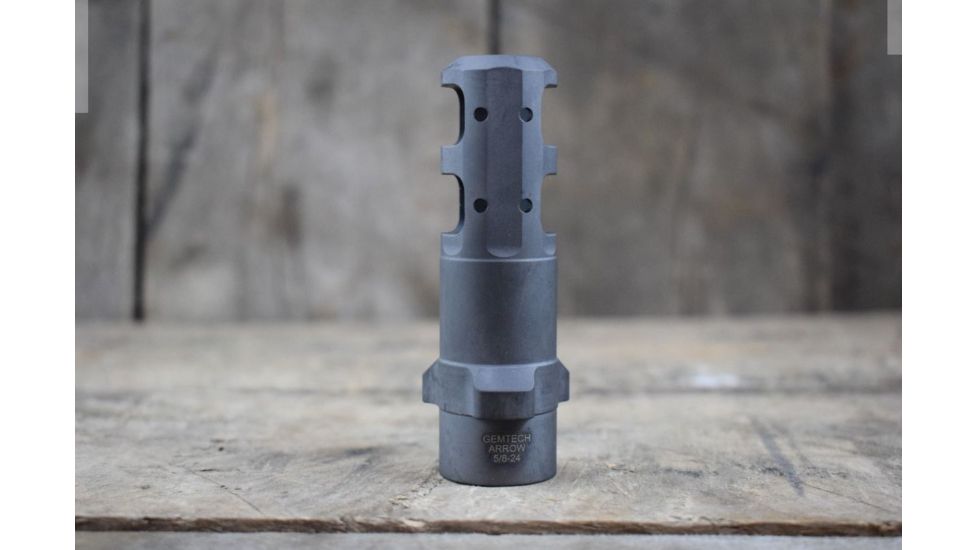 Gemtech Tri-Lock .338 Lapua Muzzle Brake for Arrow QM Suppressor, 5/8-24, Black GT34706