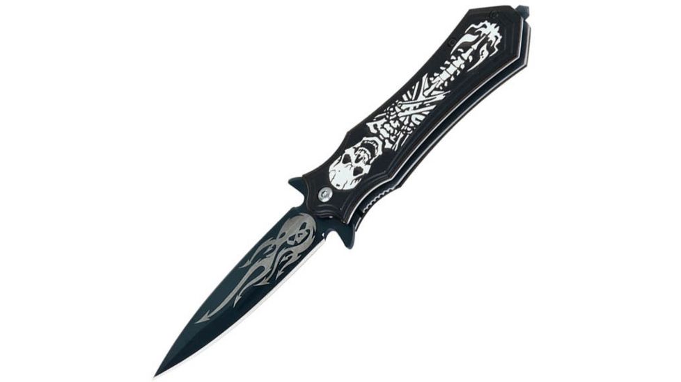 Gen Pro Reaper Assisted Knife, Plain Blade and Black Handle SK-8137BK