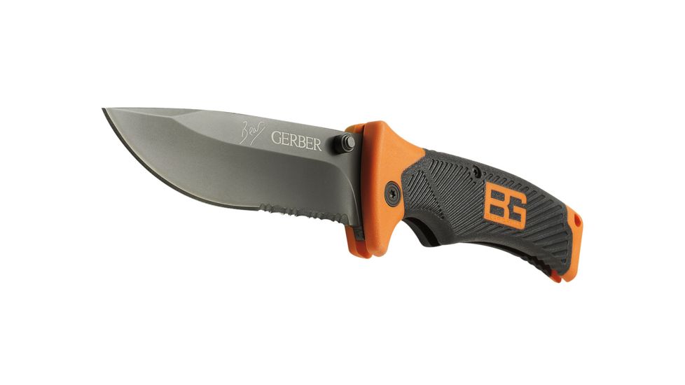 Gerber 000752 BG Folder Steel Drop Point Blade Textured Rubber Grip