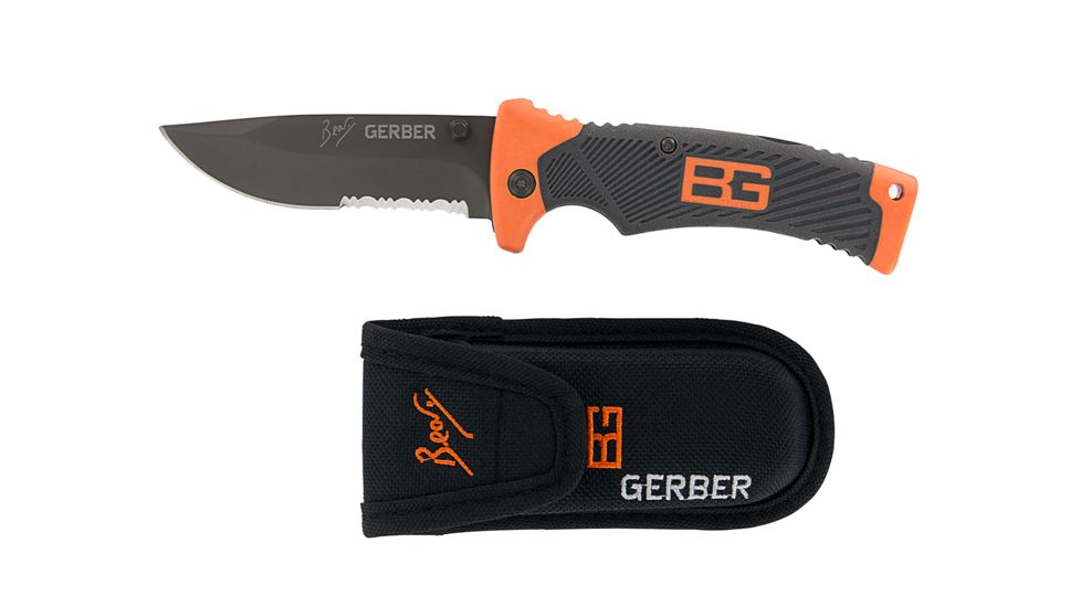 Gerber 000752 BG Folder Steel Drop Point Blade Textured Rubber Grip