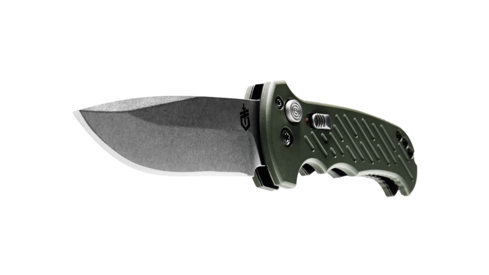 Gerber 06 Auto Automatic Folding Knife, 10-th Anniversary, 8.7 in Overall, 3.5 in S30V Plain Drop Point Stonewash Blade, G10 Olive Drab Handle, 30-001263