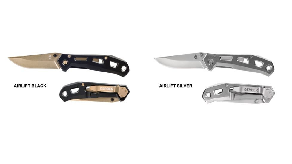 Gerber Airlift Folding Knife Combo With Two Colors, Black/Silver, 31-003533