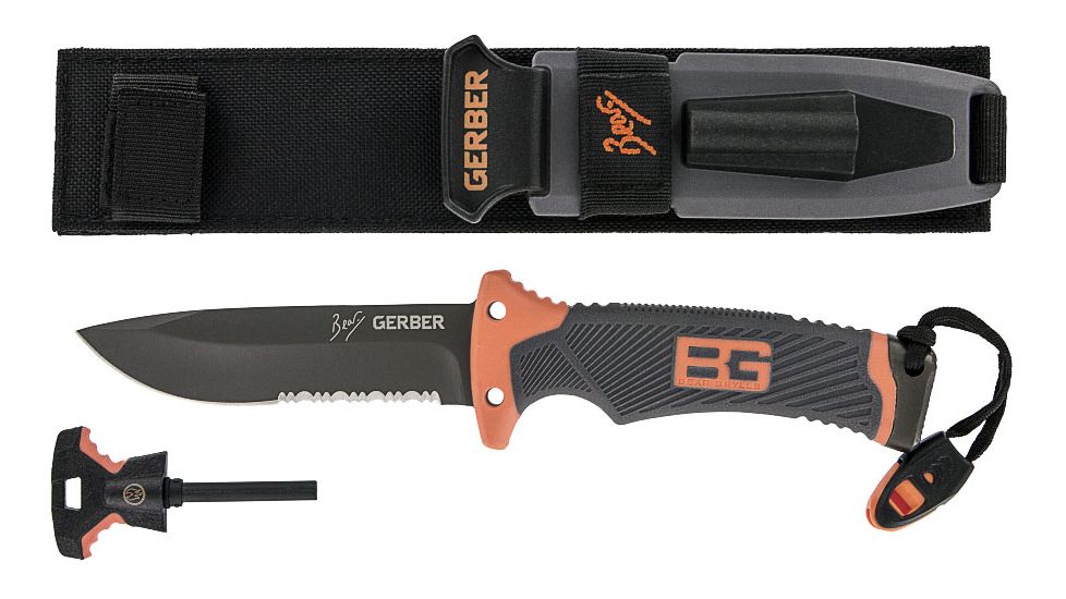 Gerber Bear Grylls Survival Series, Ultimate Fixed Blade Knife, Drop Point, Serrated, 31001103