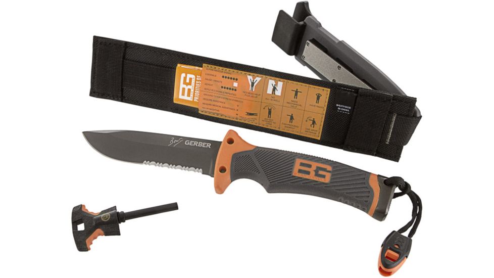 Gerber Bear Grylls Survival Series, Ultimate Fixed Blade Knife, Drop Point, Serrated, 31001103