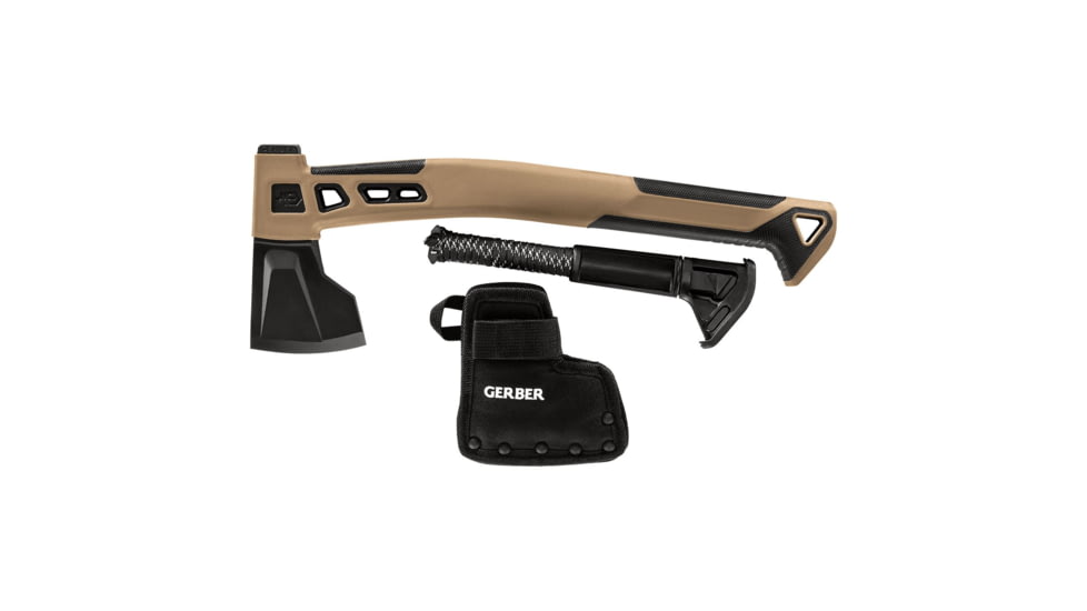 Gerber Bushcraft Hatchet, 5.5in High Carbon Steel Black Oxide Blade, Coyote Brown Glass Filled Nylon Handle, 31-003783