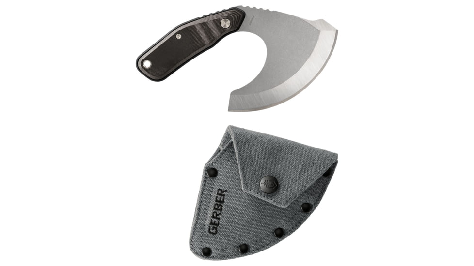 Gerber Downwind Ulu Fixed Blade Knife, 3.5in 7Cr17MoV Steel Stonewash Blade, Black G-10 Scale Handle, 30-001822
