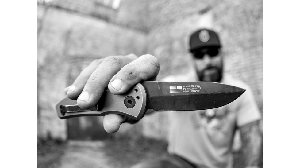 Gerber Empower Auto Open Folding Knife,3.25in,S30V Steel Black Oxide Blade,Grey Armored Grip Handle, 30-001325