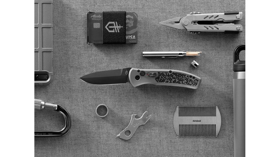 Gerber Empower Auto Open Folding Knife,3.25in,S30V Steel Black Oxide Blade,Grey Armored Grip Handle, 30-001325