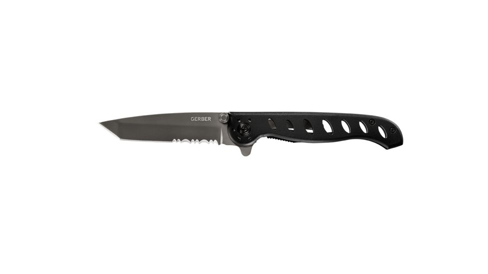 Gerber EVO Mid Tactical Folding Knife 3.12 Inch Tanto Serrated Blade Black Clampacked