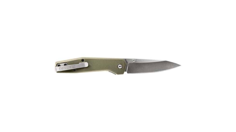 Gerber Fuse Folding Knife, 3.8in 7Cr17MoV Steel Stonewash Drop Point Blade, Flat Sage Handle, 30-001875