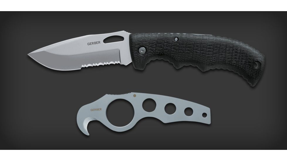 Gerber Gator Ii Drop Point Serrated Gut Hook Folding Knife Clam 22 41417
