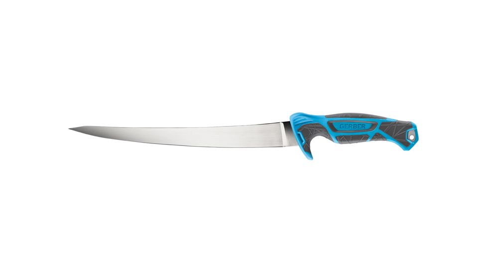 Gerber Controller Fixed Blade Fillet Knife, 10in, 9CR18MOV Steel Blade, Salt-Resistant, Cyan, 31-003559