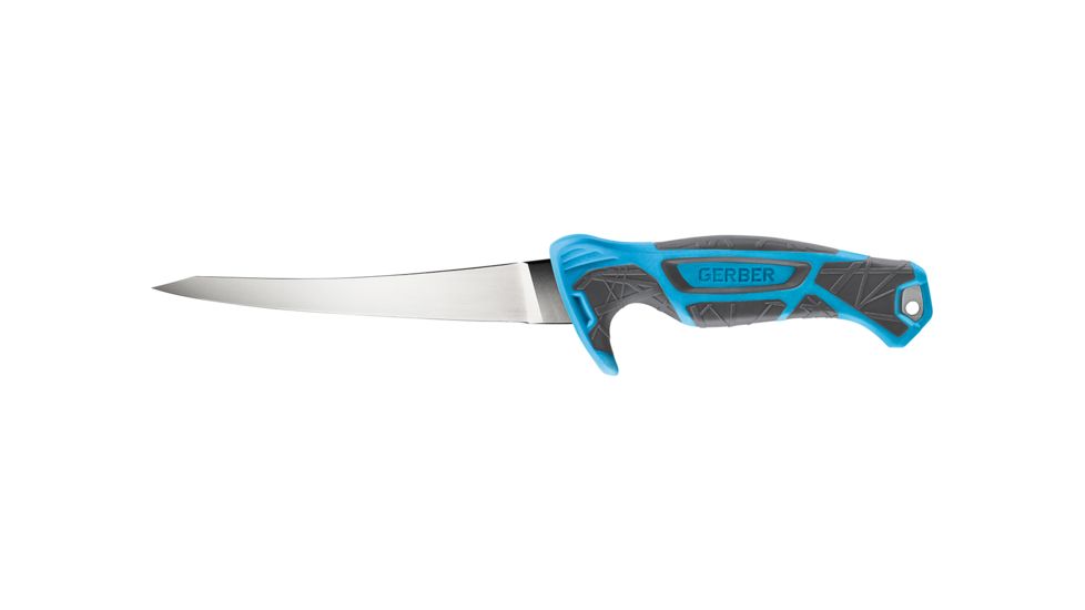 Gerber Controller Fixed Blade Fillet Knife, 6in, 9CR18MOV Steel Blade, Salt-Resistant, Cyan, 31-003557