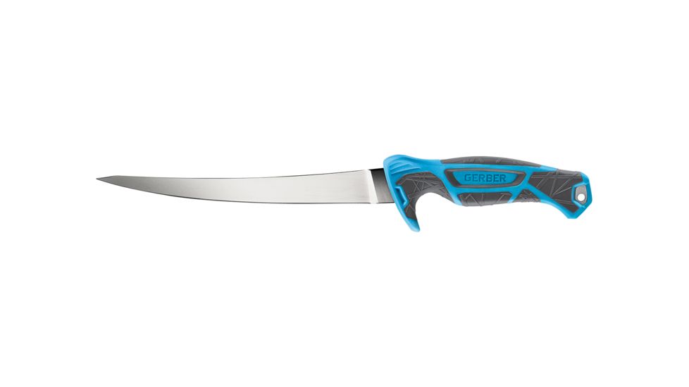 Gerber Controller Fixed Blade Fillet Knife, 8in, 9CR18MOV Steel Blade, Salt-Resistant, Cyan, 31-003558