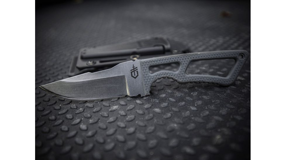 Gerber Ghostrike Bdz1 3.3 In Fixed Blade Knife With Rubber Overmold Handle, Silver/Gray, 30-001424