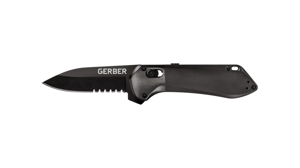 Gerber Highbrow Compact Assisted Opening Folding Knife, 2.8in, 7CR Steel, Partially Serrated, Black, 30-001525