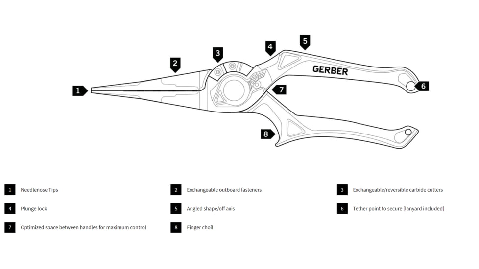 Gerber Magniplier Fishing Pliers - 7.5 Needlenose, Needlenose, 31-003597