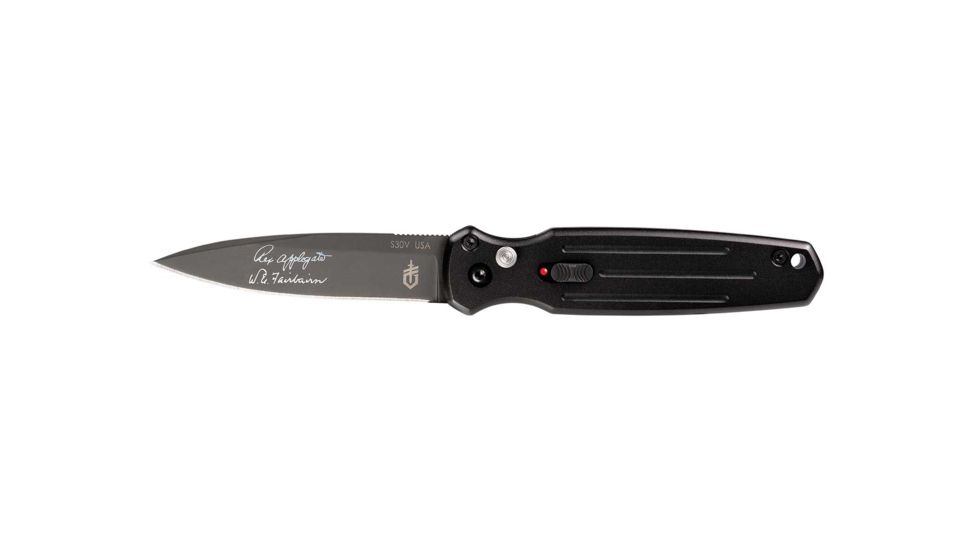 Gerber Mini Covert Auto Automatic Folding Knife / Fine Edge, Black/Black Blade, 30-001394