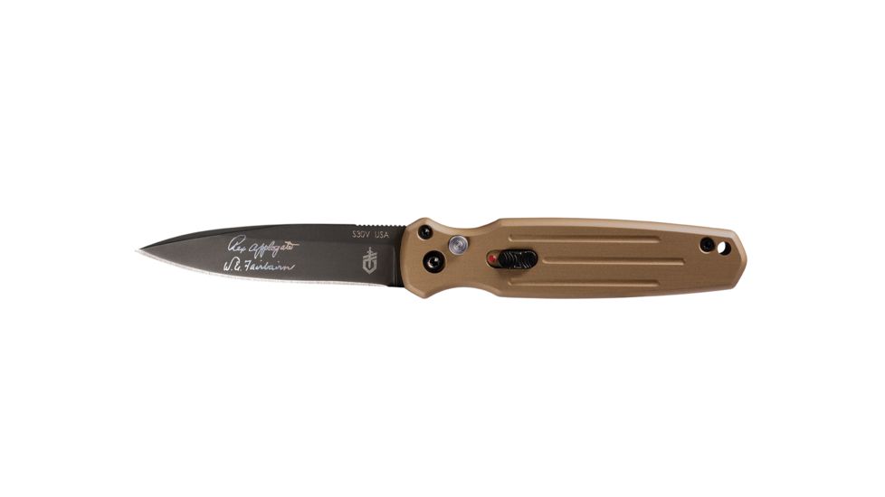 Gerber Mini Covert Auto Automatic Folding Knife / Fine Edge, Coyote Brown/Black Blade, 30-001396