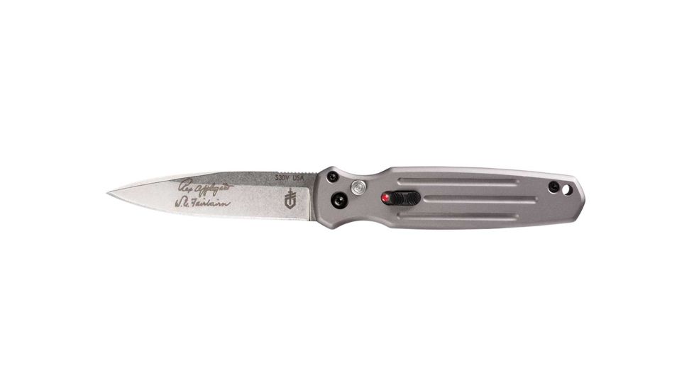 Gerber Mini Covert Auto Automatic Folding Knife / Fine Edge, Tactical Gray/Stonewash Blade, 30-001395