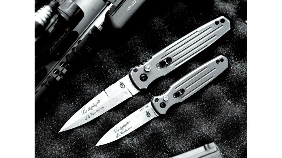 Gerber Mini Covert Auto Automatic Folding Knife / Fine Edge, Tactical Gray/Stonewash Blade, 30-001395