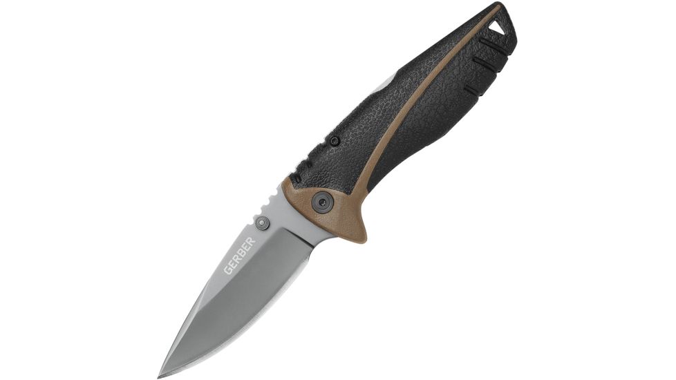 Gerber Myth Pocket Folder Folding Knife,3in,Stainless Steel,Standard Edge,Drop Point,Brown and Black,Rubber Handle G31001090N