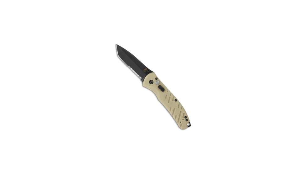 Gerber Gerber Propel Downrange AO Knife Desert Tan Assisted 3.5" Black Serr*DISC*, Black, 420, adult, BHQ-188342
