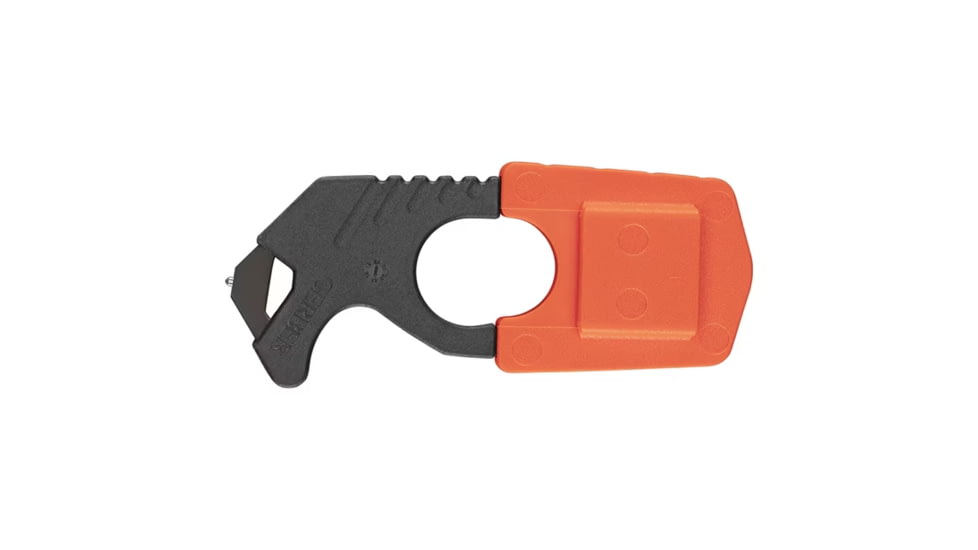 Gerber Strap Cutter Fixed Blade Knife w/Orange Sheath, 420HC Steel, Hook Blade, Black Handle, 1070066