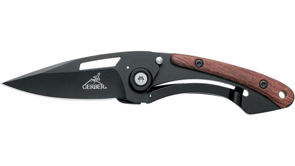 Gerber Trendy Pear Wood Black Fine Folding Knife Clam Packaging 22 47168