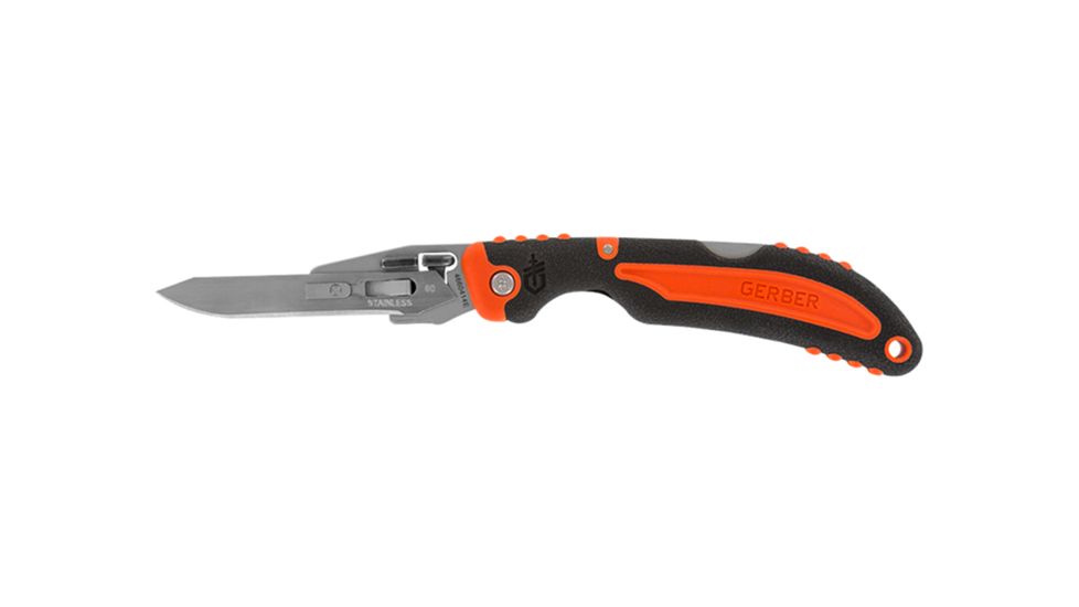 Gerber Vital Pocket Knife, Black/Orange Handle,6 Replacement Blades GE31-002736