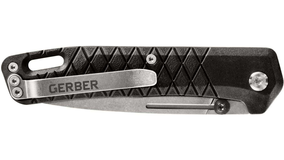 Gerber Zilch Folding Knife, Stonewashed Plain Blade, Black Handle, 31-004064