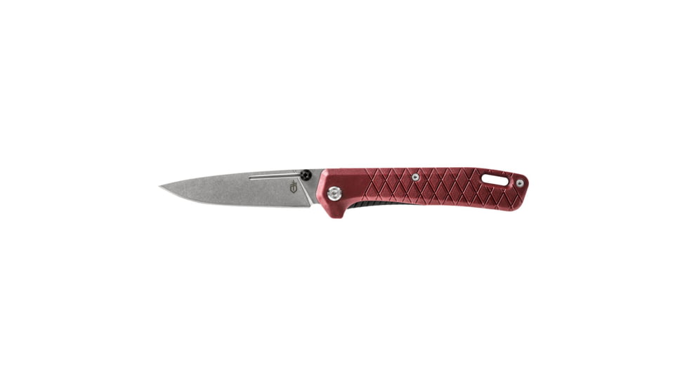 Gerber Zilch Folding Knife, 3.2in 7Cr17MoV Steel Stonewash Drop Point Blade, Drab Red Glass Filled Nylon Handle, 30-001882