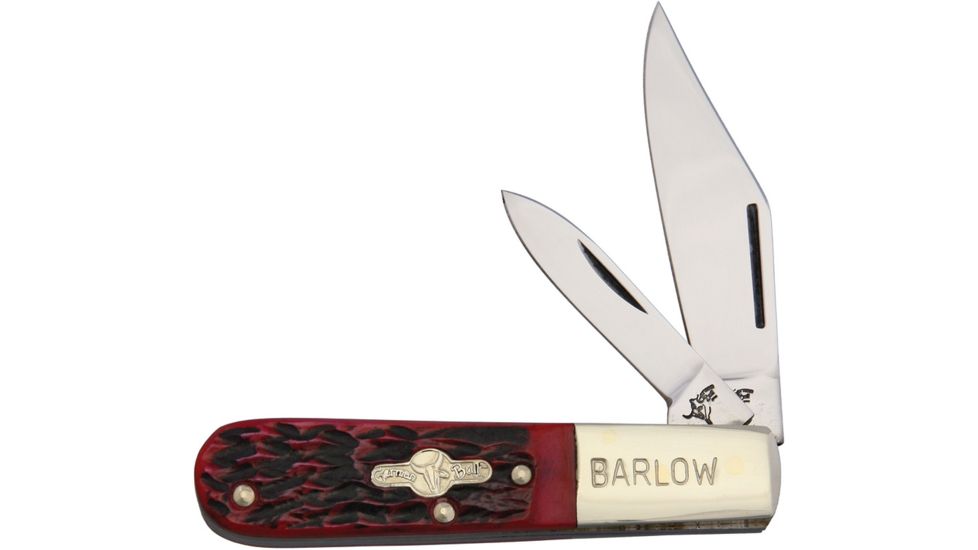 German Bull Barlow Red Pick Bone Folding Knife,Stainless Steel,Clip and Pen,Red,Pick Bone Handle GB114RPB